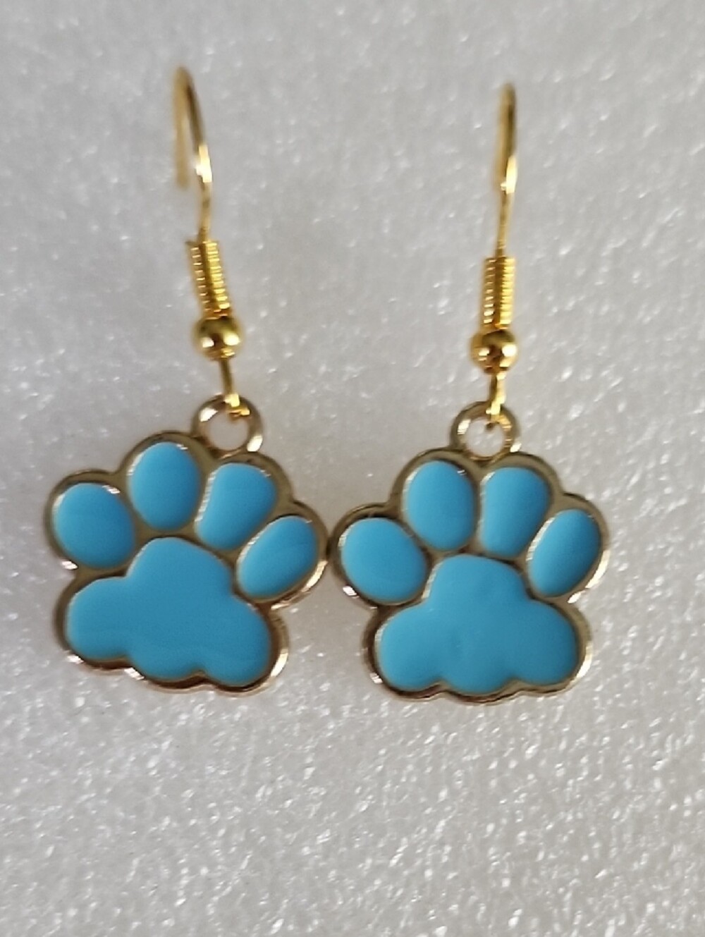 Hand Crafted Blue Paw Print Earrings